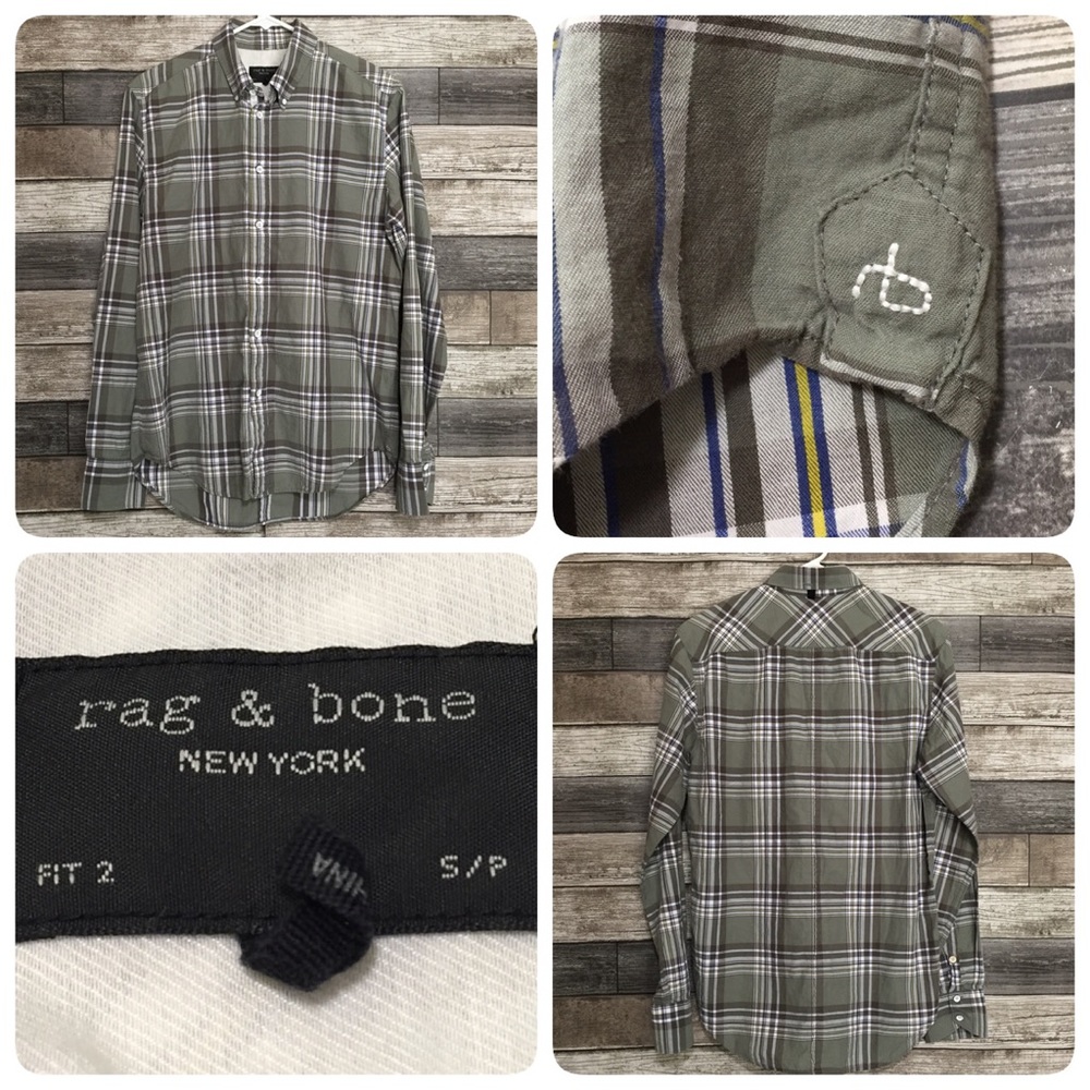 Rag & Bone Fit 2 Plaid Button Up Shirt Men’s S Green